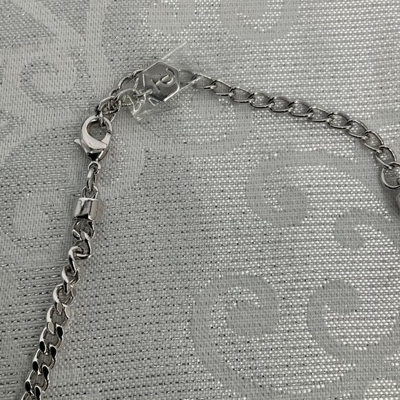 Swarovski Touchstone Silver Tone Necklace With Rhinestone Bar - Picture 4 of 5